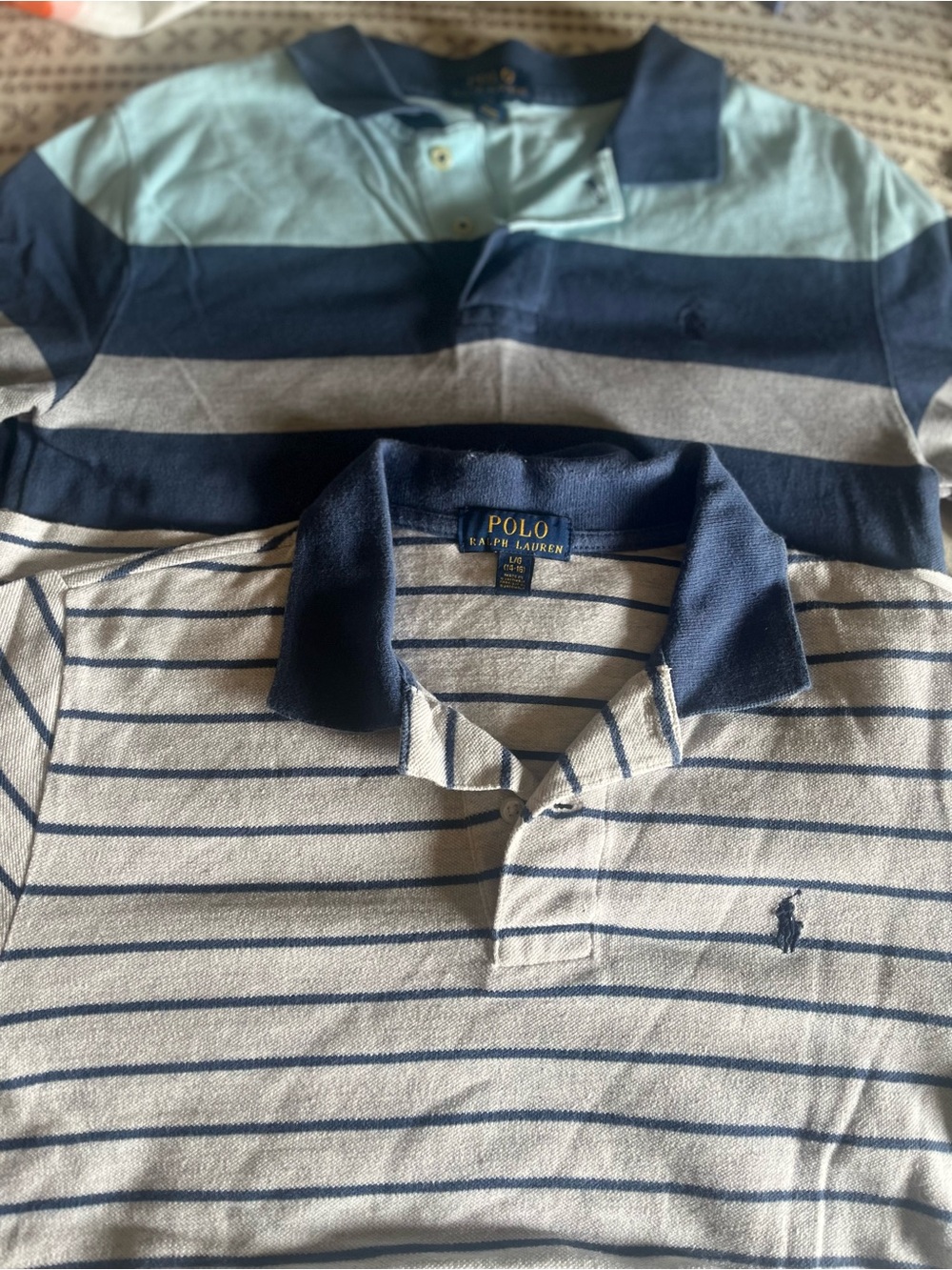 Polo by Ralph Lauren Navy & White Striped Men’s Polo Duo size L